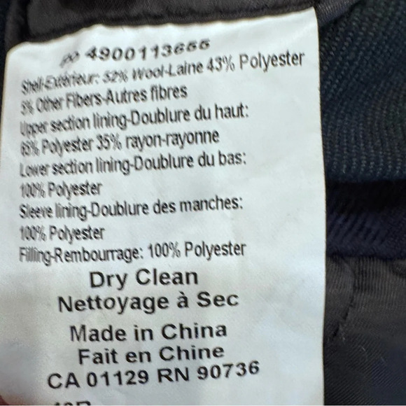 NEW Lauren Ralph Lauren Mens Peacoat 40R Black Double Breasted Wool Blend Coat - Picture 11 of 14